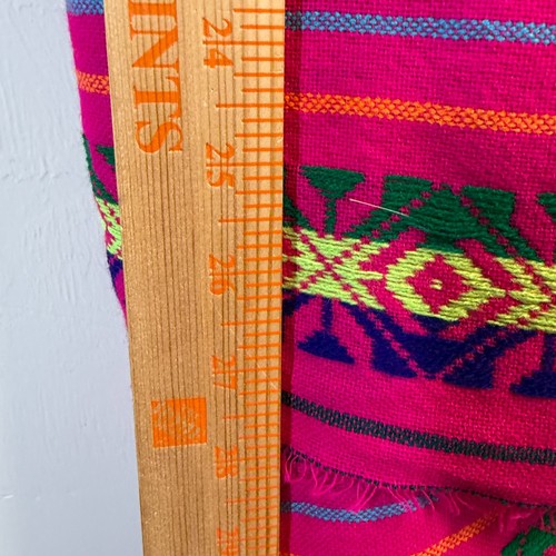 Mexican Fabric Cambaya By the Yard Bright Pink 70x28" Design Long Tassel Table - Picture 6 of 7