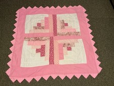 Pink Handmade Baby Quilt: Pink and White