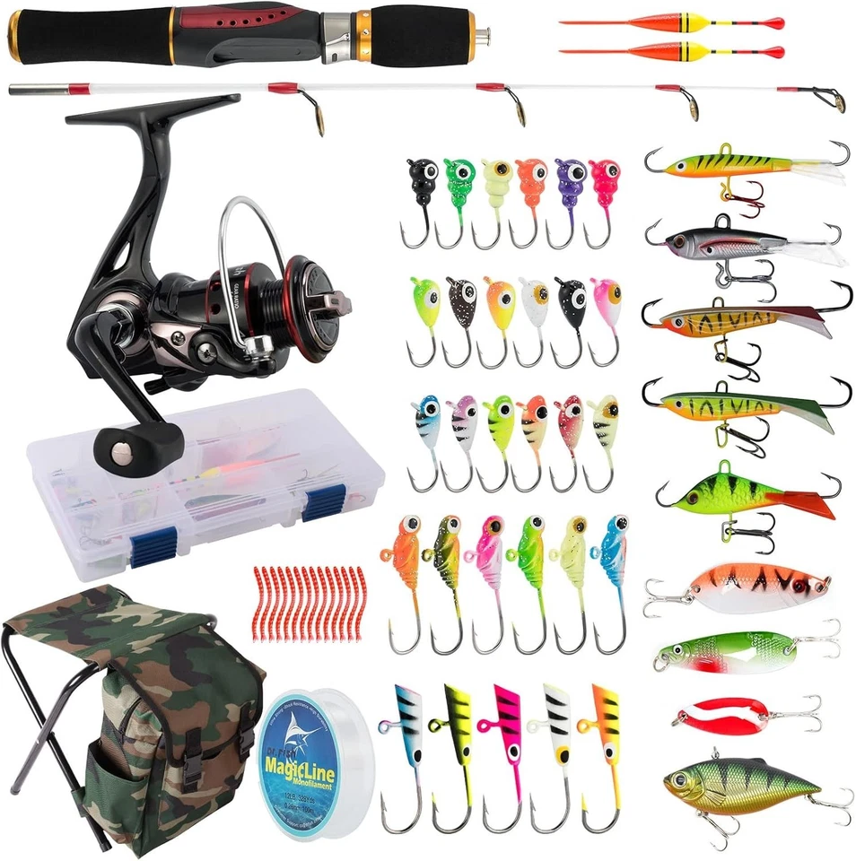Ice Catcher Ice Fishing Combo: 24in Rod, Spinning Reel & Lure Set with Backpack - Image 3 of 4