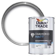 Dulux Trade Diamond Matt Emulsion Pure Brilliant White Wall Ceiling Paint 5L UK