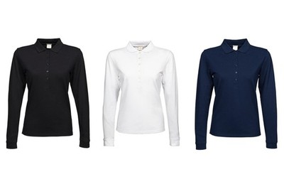 Poloshirt Langarm Damen Luxury Stretch Longsleeve Poloshirt TEE JAYS 146 NEU
