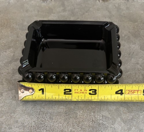 Vintage Black Glass Ashtray Fenton Hobnail Rectangle 4" Trinket Dish - Picture 5 of 6