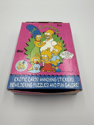 #ad 1990 Topps The Simpsons Trading Cards 36 Sealed Packs in Box POSTER $190.00