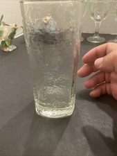 VINTAGE CRISA LIBBEY Clear Tumbler Pressed Thumbprint 18oz Pebbled Glass MI