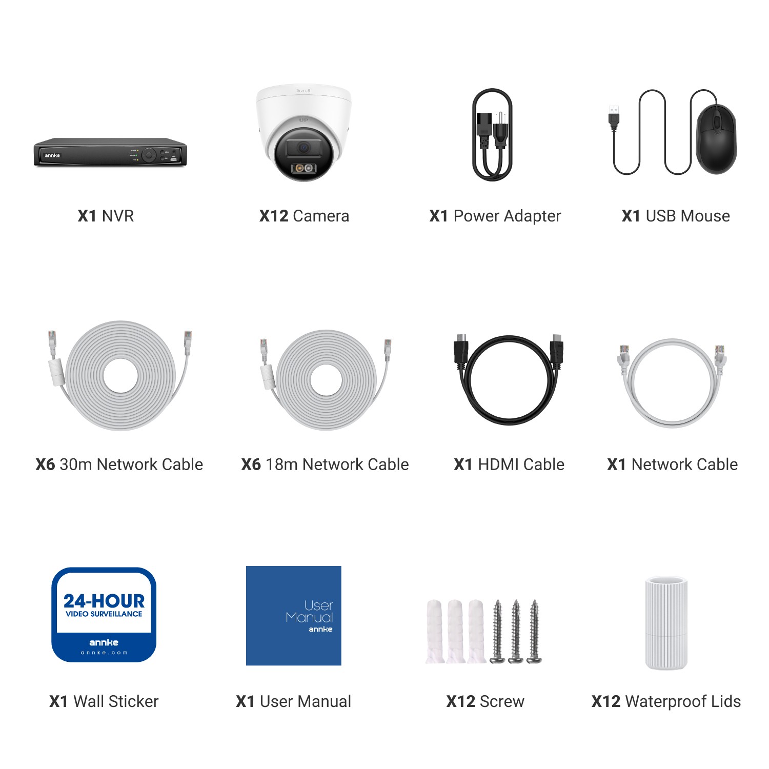 ANNKE 16CH 12MP NVR 5MP POE IP Security Camera System Two Way Audio Outdoor AI