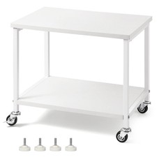 Under Desk Printer Stand 2 Tier White Printer Stand with Storage Shelf Small ...