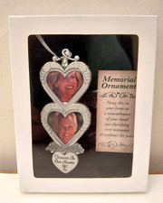 Double Heart Memorial Frame Ornament "In Loving Memory-Forever in our Hearts"