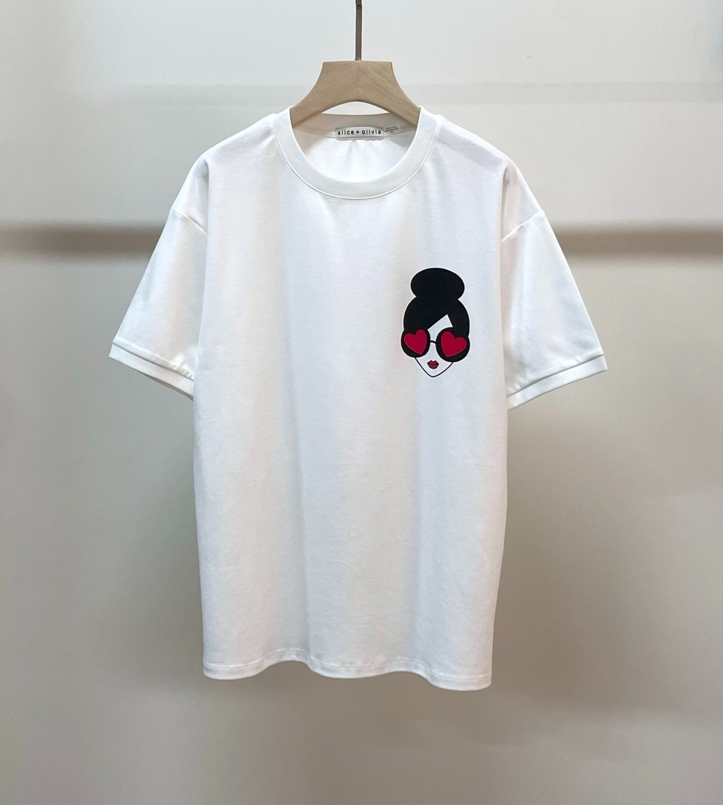 Women Alice + Olivia Cotton Round Neck Embellished T-shirt Top
