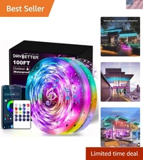 Illuminate Your Space: 100 ft Smart LED Strip Lights with Voice Control & Timer