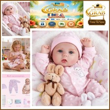 Reborn Baby Doll 18 Inch Realistic Silicone Girl with Soft Body Feeding Bottle