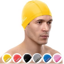 Spandex Swim Cap with Protective Layer Comfortable Swimming Hat for Adults