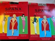 2 PAIR NWT SPANX SHAPEWEAR SIZE E BLACK & NUDE FOOTLESS BODYSHAPING PANTYHOSE