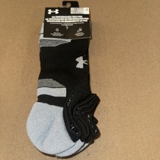 Under Armour Mens UA Performance Tech 3 Pair No Show Socks Black Gray 13-16