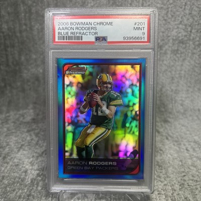 2006 Bowman Chrome Aaron Rodgers Blue Refractor #10/150 Packers PSA 9