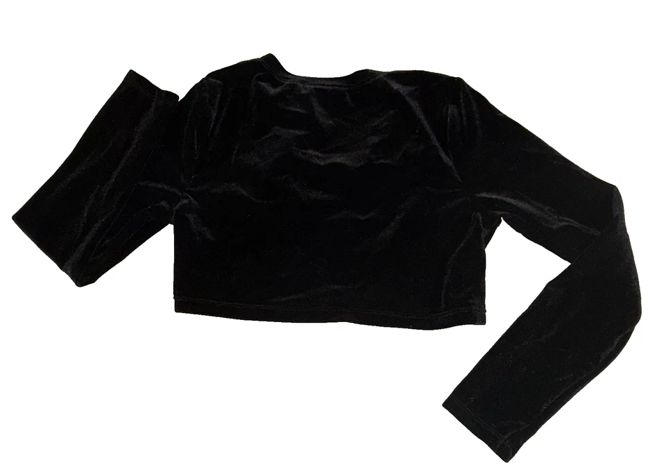 Cárdigan/medio suéter chaqueta de terciopelo negro para niñas lugar para niños 7/8 ligero Foto 2 de 4