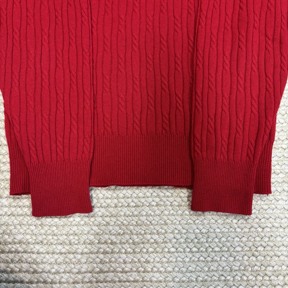 VTG Y2K Preston & York 100% Cashmere Cable Knit Turtleneck Sweater Red S - Image 3 of 4