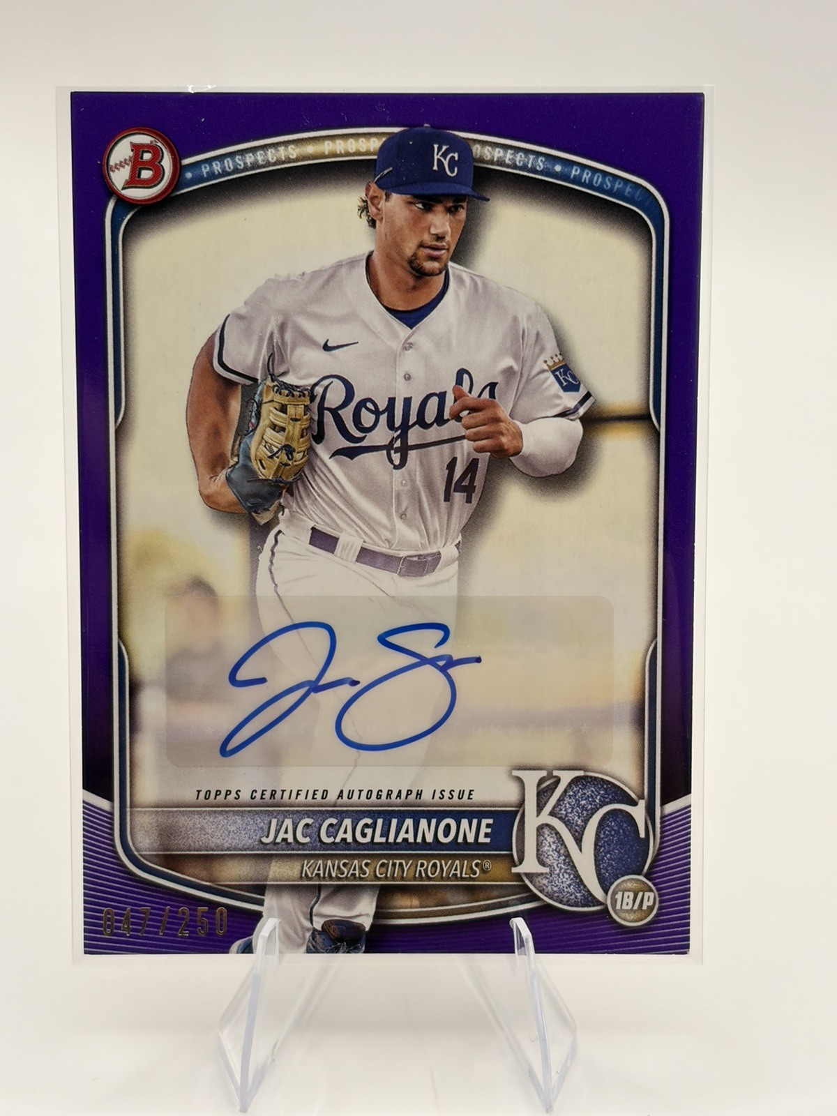 2025 Bowman Jac Caglianone Purple Autograph Auto /250 #BPAJC Royals
