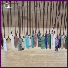 Healing Crystal Natural Stone Slice Pendants Necklace,Reiki Chakra Gmes
