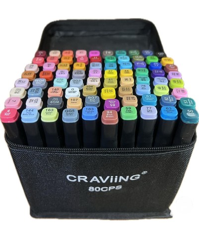80 Colours Dual tip Paint Pens Alcohol Markers Set DIY Crafts Sketch Art Drawing