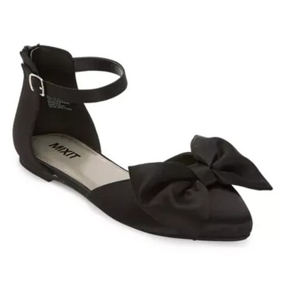 #ad #ad Mixit Women#x27;s Size 7.5 M Jaguar Pointed Closed Toe Ballet Flats Black Bow $29.99