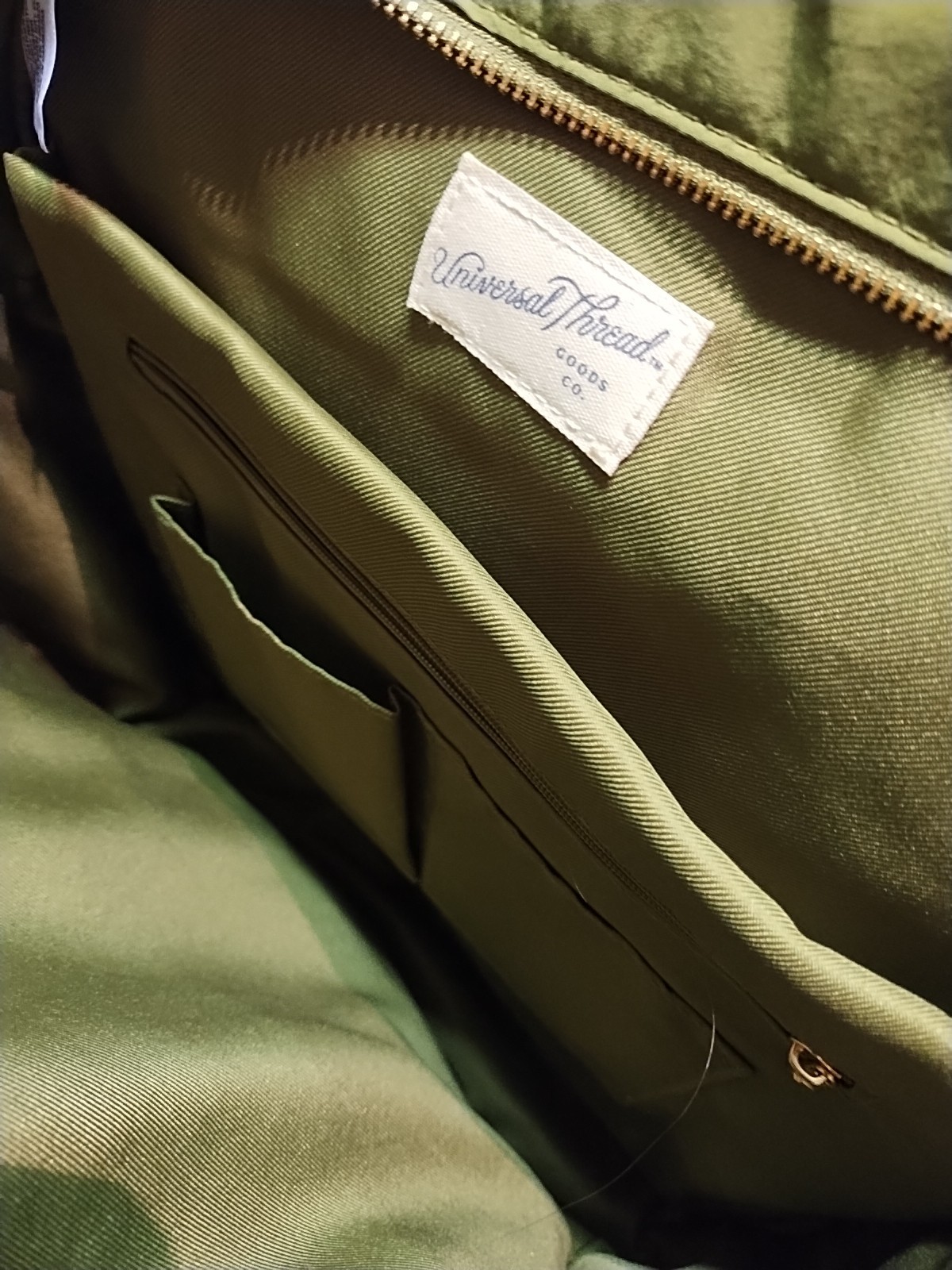 Universal Thread Olive Green Backpack Gold Zipper… - image 13
