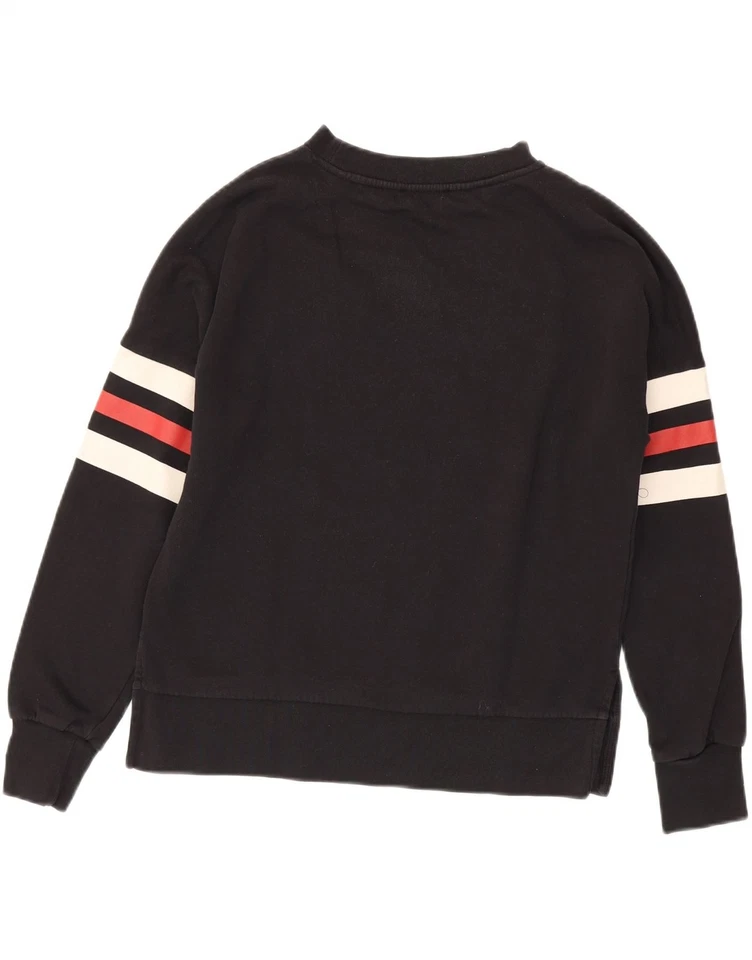 GUESS Mujer Gran Tamaño Gráfico Sudadera Jersey Reino Unido 6 XS Negro Rayas AX05 Foto 2 de 4