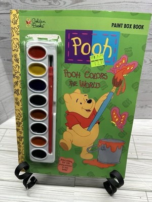 Pooh Colors the World Paint Box Book Coloring Golden 1997 Vtg Disney Unused