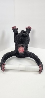 Whimsical Monkey Toilet Paper Cell Phone Holder Wall Mount Jungle Bathroom Decor