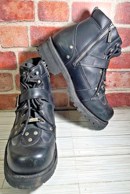 Men's Milwaukee Size 11 D Road Captain Motorcycle Lace/Zip Boot Black Leather