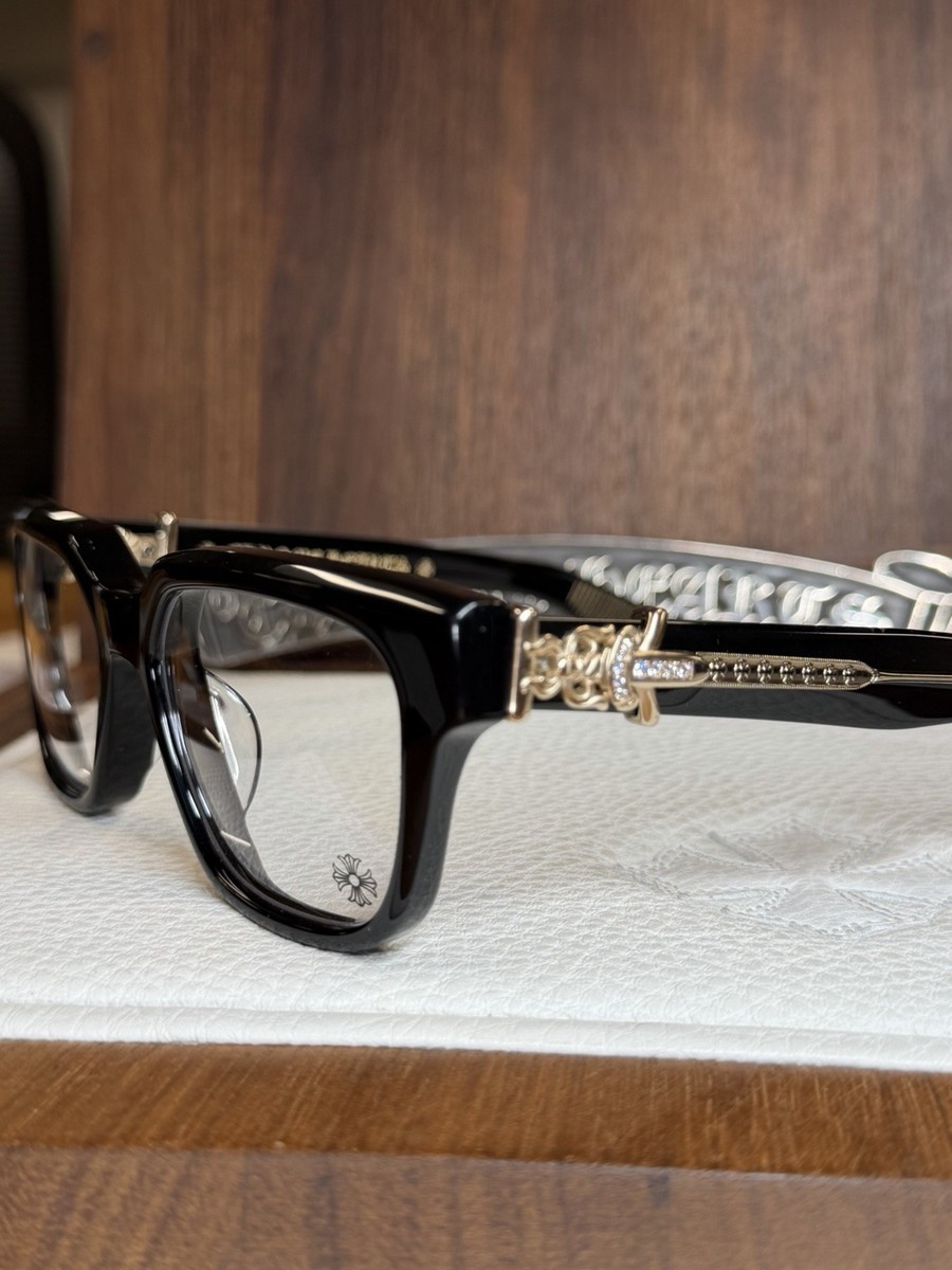 たかひ　VAGILLIONAIRE II chromehaerts Chrome Hearts Vagillionaire II Glasses Black/Gold 💎Factory Jewel