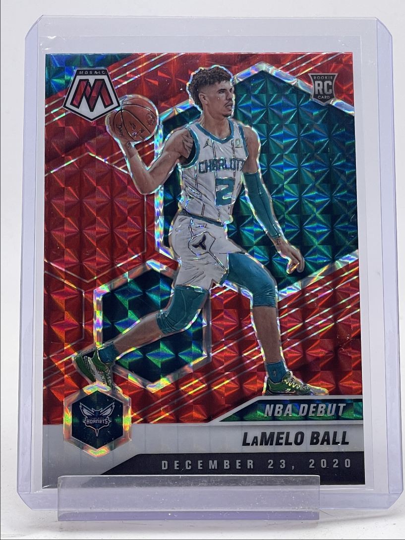 LAMELO BALL 2020-21 MOSAIC ROOKIE NBA DEBUT RED PRIZM HORNETS RC Q5384