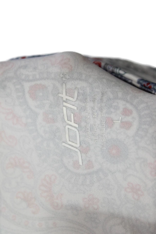 Camiseta deportiva JoFit para mujer estampado cachemir media cremallera cuello falso blanca combo talla L Foto 4 de 4