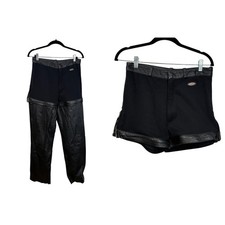 Vintage Harley Davidson Leather Moto Pants Zip Off Riding Black Womens 10