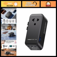Universal Travel Adapter 70W GaN, Ultra-Thin, 3 USB-C  1 USB-A, AC Outlet, 200 