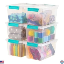 IRIS USA 4 Qt Clear Plastic Storage Bins - 6 Pack Stackable Containers with Lids