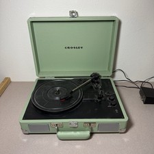Crosley Cruiser Portable Turntable Record Player Mint Green Tested Working Cord
