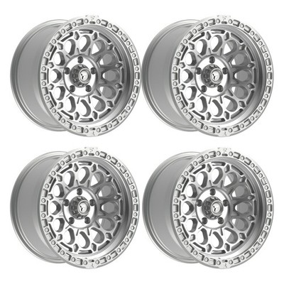 Set 4 20'' Fittipaldi Offroad FT101MS Silver Machined Face 20x9 Wheels 6x5.5 18mm
