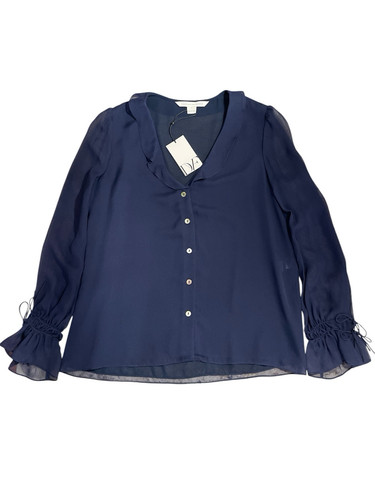 DVF Diane von Furstenberg ‘Kirsty’ Blouse Midnight Blue Size 2-100% Silk NWT
