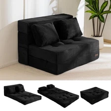 Convertible Sofa Bed, Fold Out Loveseat Sleeper Sofa with Pillow, 4 in 1 Tuft...