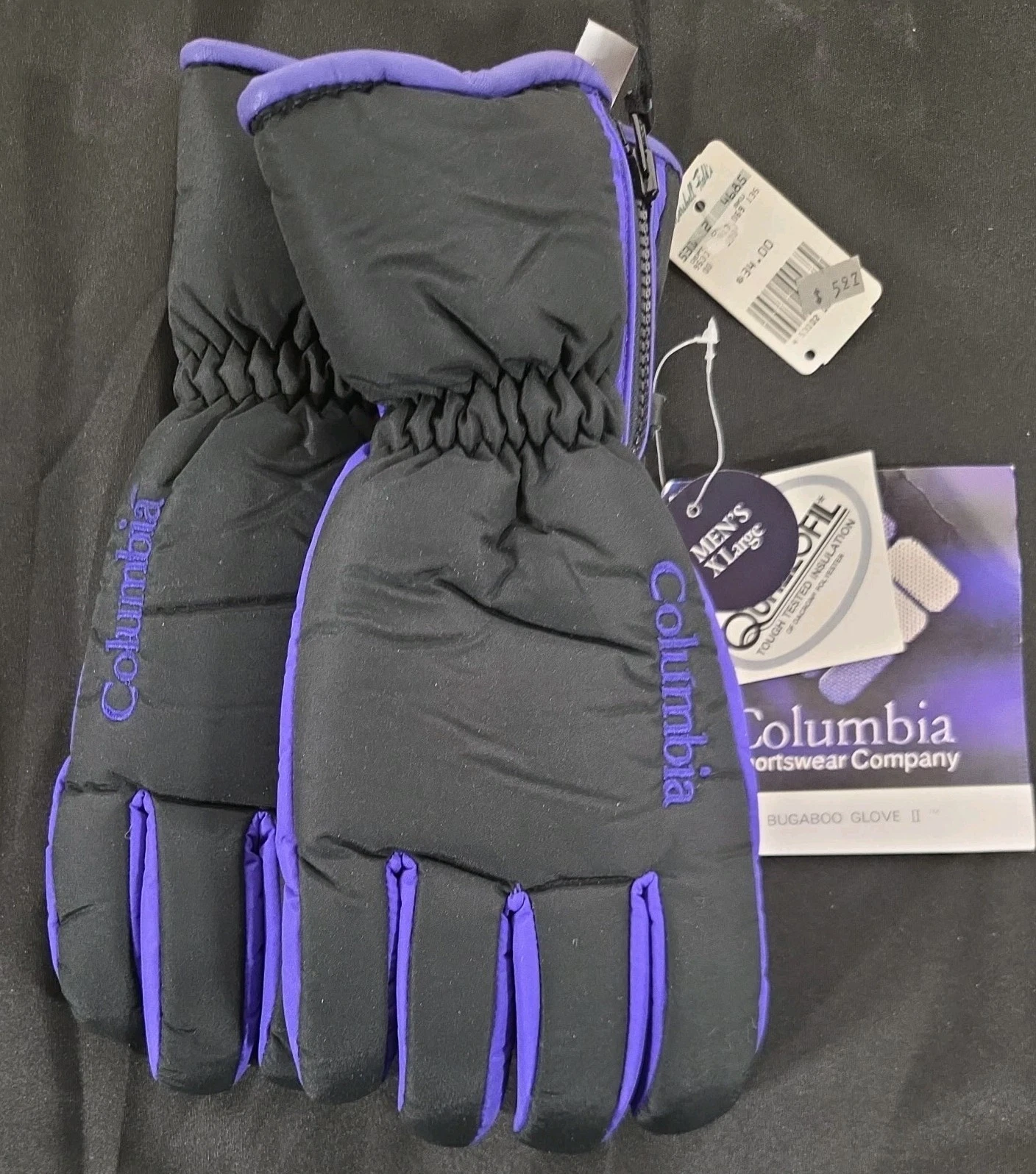 Vintage NWT Columbia Bugaboo II Marshall Feilds Winter Gloves Blue and Black