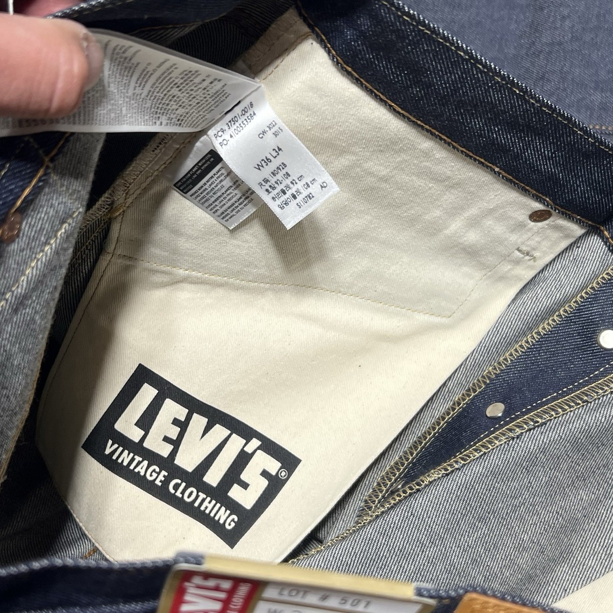 NWT Levi's LVC 1937 501xx Jeans 36x34 Made in Japan Cinchback