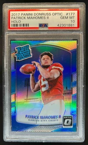 2017 Donruss Optic Patrick Mahomes II Holo Rated Rookie #177 Chiefs PSA 10