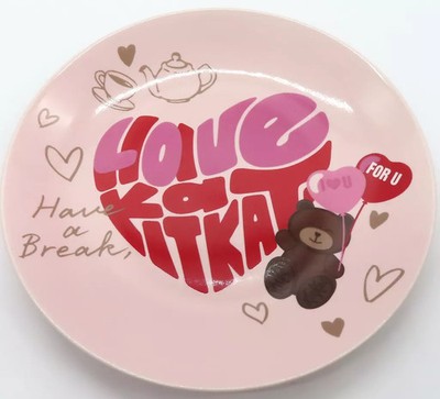 Kit Kat Heartful Bear Pink Plate Afternoon Tea Excellent Japan Import