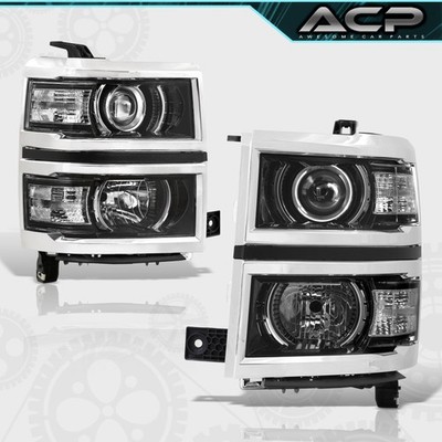 Black Clear Signal Driving Head Lamp Light Assembly Set For 14-15 Silverado 1500