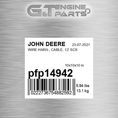 PFP14942 WIRE HARN., CABLE, 12' SCS fits JOHN DEERE (New OEM)