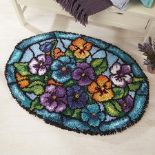 Herrschners  Stained Glass Pansies Latch Hook Kit