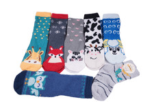 7 pairs of children's kids cozy winter socks, approximately 7-11 inches long