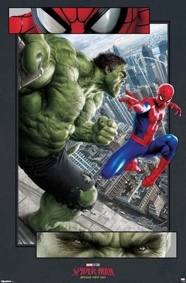 Spider-Man and Hulk Brand New Day Superhero Movie Art Poster