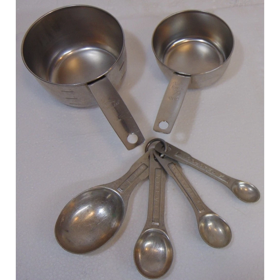 Foley Measuring Cups Spoons 6 Piece Baking Set Aluminum Stainless Graduated VTG