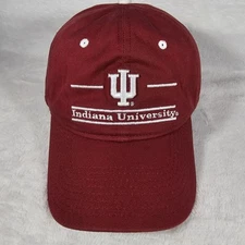 Vintage Indiana Hoosiers Hat Cap Large Red White Split Bar The Game Embroidered